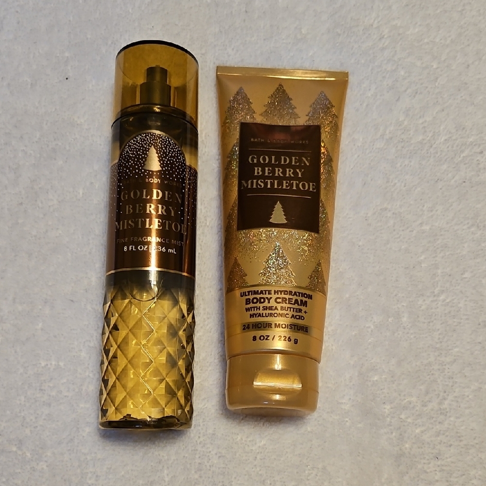 Bath & Body Works Golden Berry Mistletoe Collection - Gold and Brown